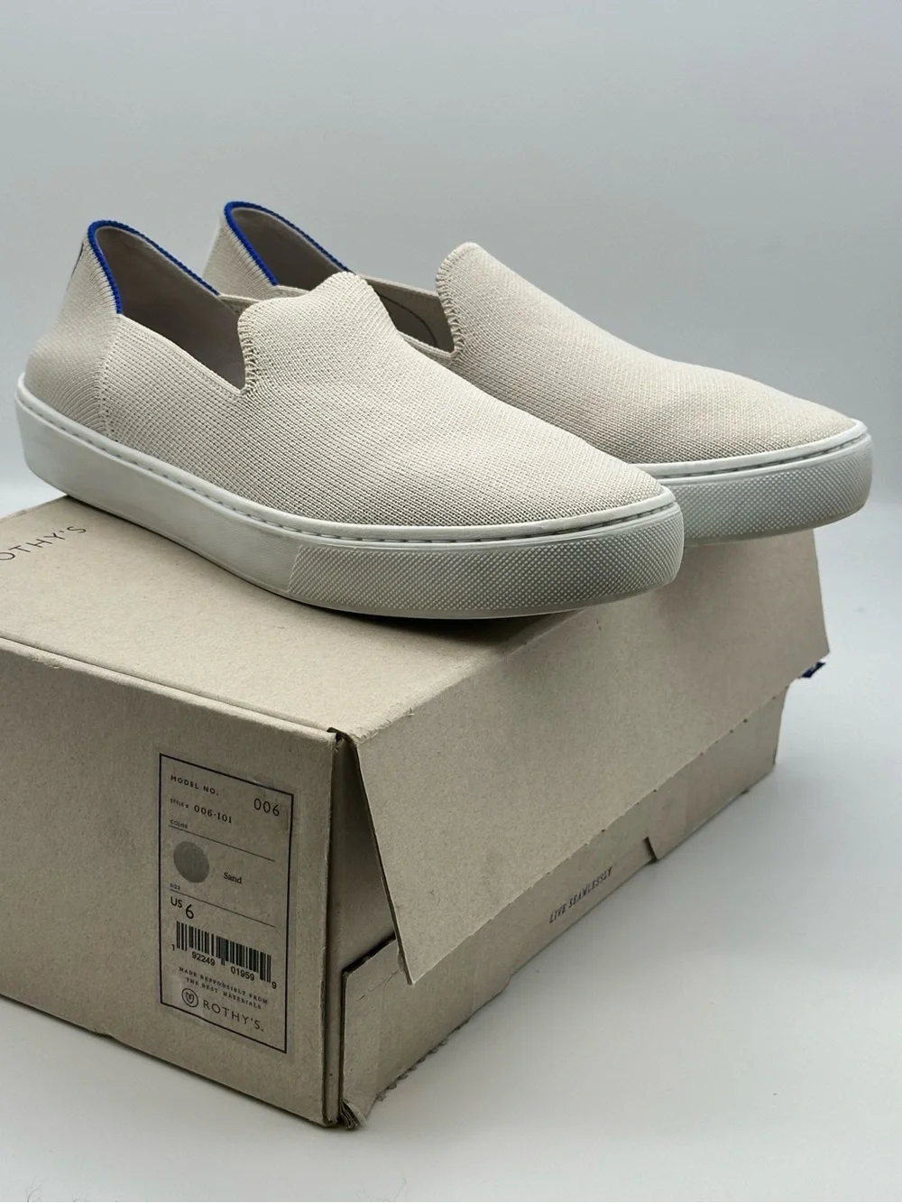 Rothy's The Slip On Sand Knit Fabric Low Top Everyday Sneakers Women’s Size US 6